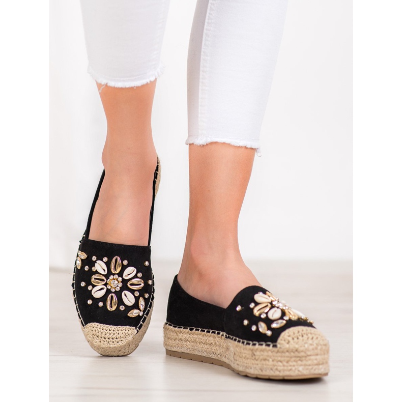 Seastar Espadrilles mit Ornamenten schwarz 1