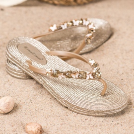 SHELOVET Flip-Flops aus Gummi mit Ornamenten gelb 1