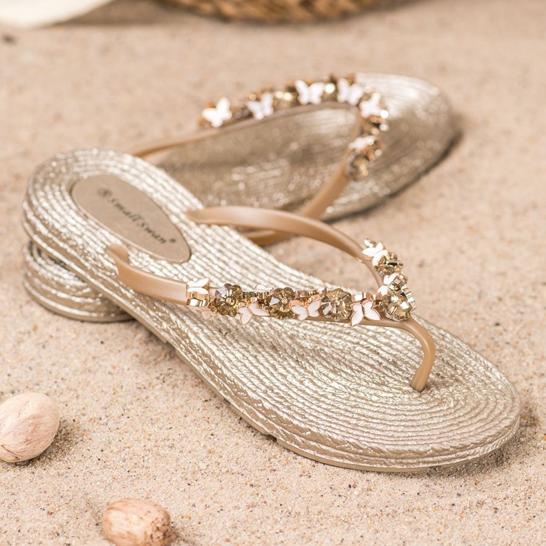 SHELOVET Flip-Flops aus Gummi mit Ornamenten gelb 1