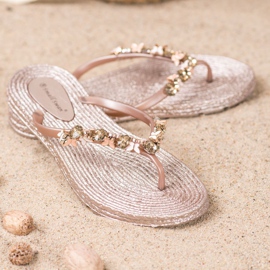 SHELOVET Flip-Flops aus Gummi mit Ornamenten rosa 1