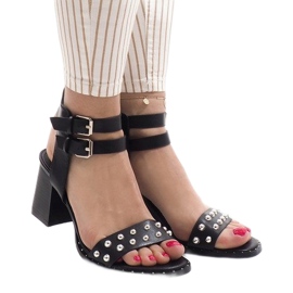 Schwarze Sandalen mit hohen Absätzen 77-12 2