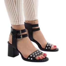 Schwarze Sandalen mit hohen Absätzen 77-12 1