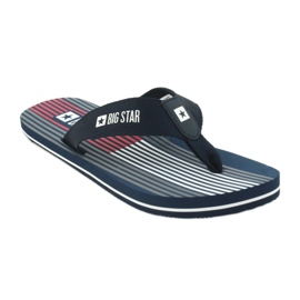 Herren Big Star 174463 marineblaue Hausschuhe weiß rot 1