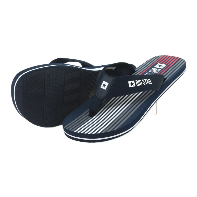 Herren Big Star 174463 marineblaue Hausschuhe weiß rot navy blau 3