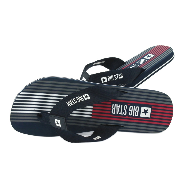 Herren Big Star 174463 marineblaue Hausschuhe weiß rot navy blau 4