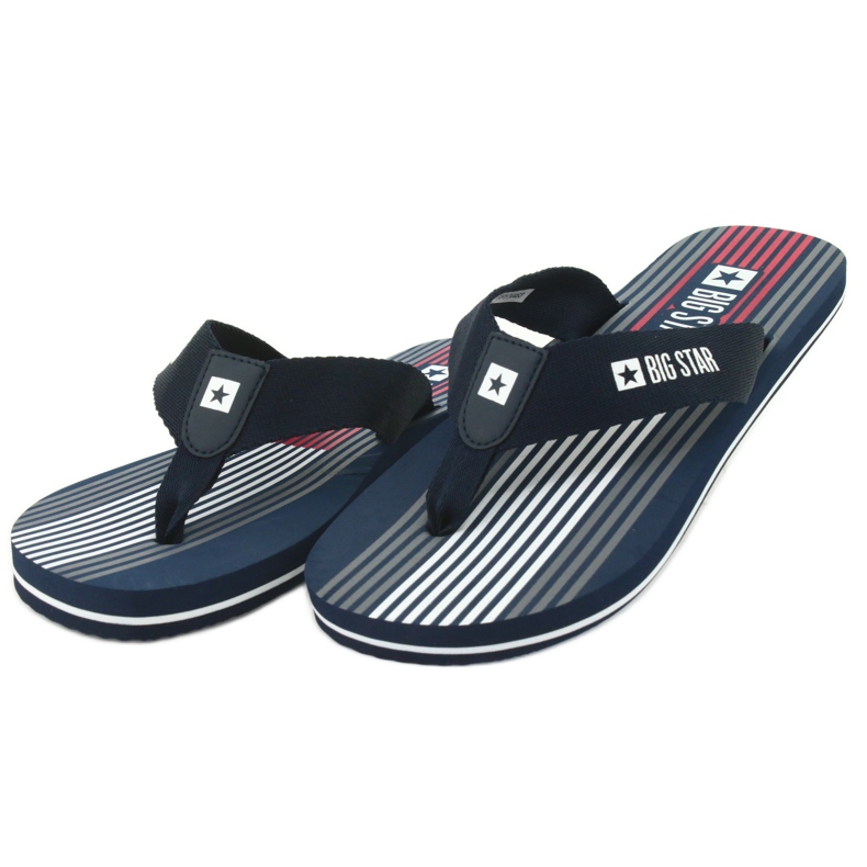 Herren Big Star 174463 marineblaue Hausschuhe weiß rot navy blau 2