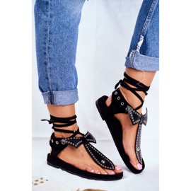 Lu Boo Damen Sandalen in Schwarz mit Schnürung Japanese Mara 1