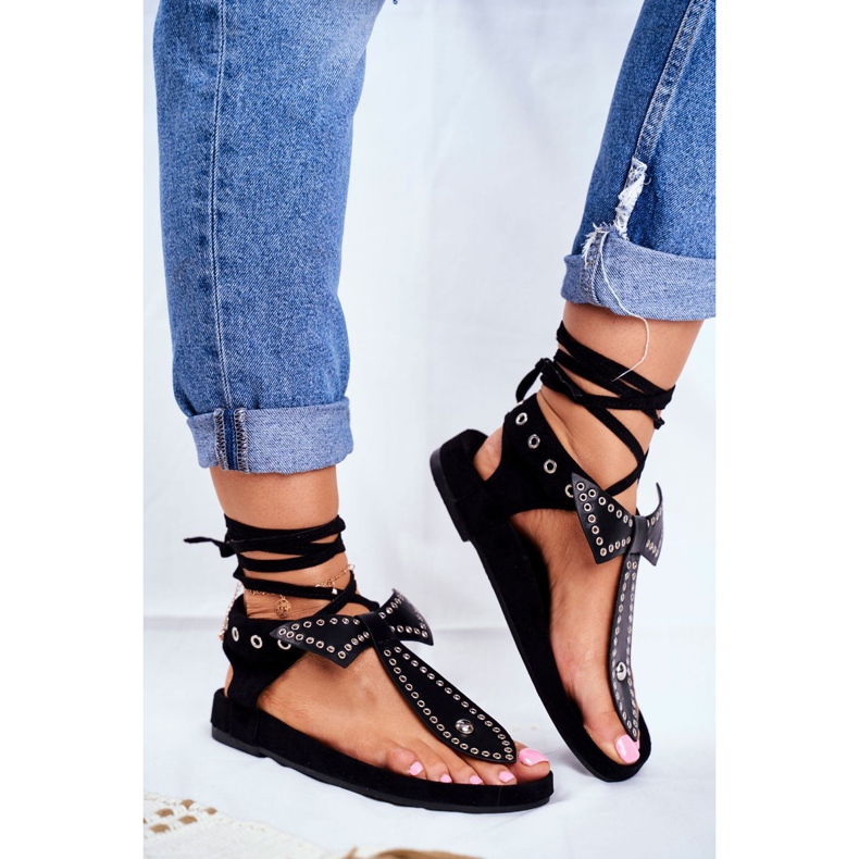 Lu Boo Damen Sandalen in Schwarz mit Schnürung Japanese Mara 1