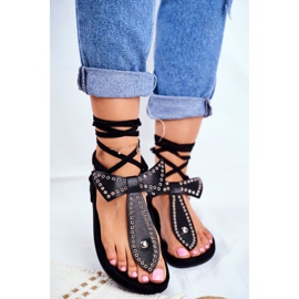 Lu Boo Damen Sandalen in Schwarz mit Schnürung Japanese Mara 2