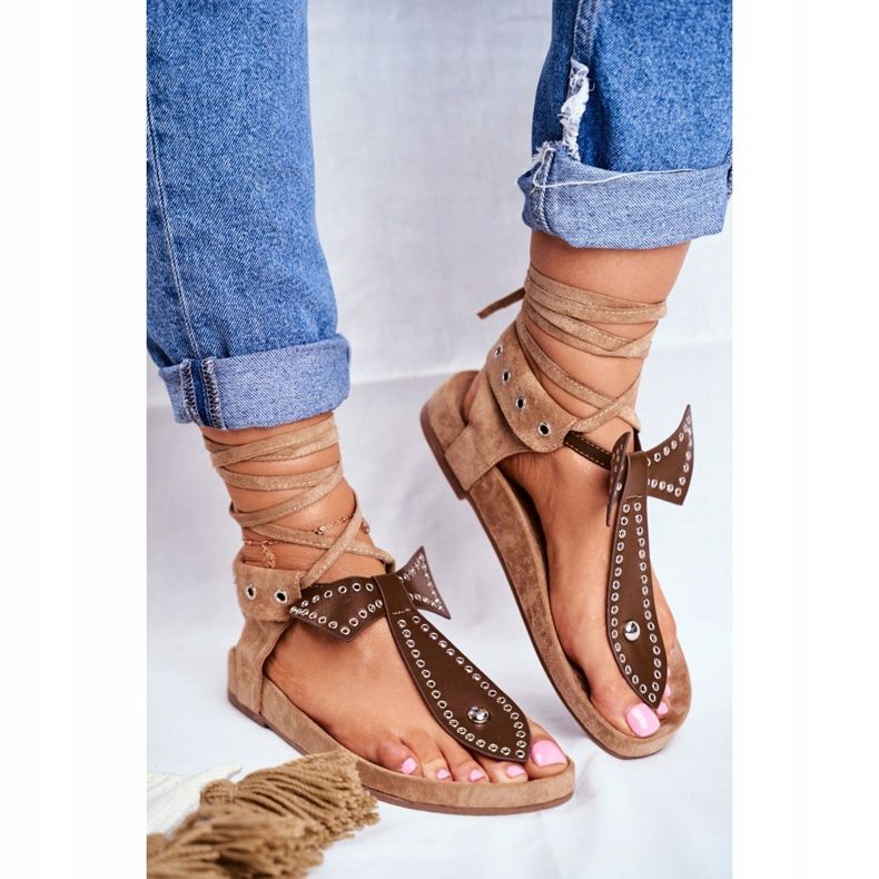 Lu Boo Damen Braun gebundene Sandalen Japanese Mara 2