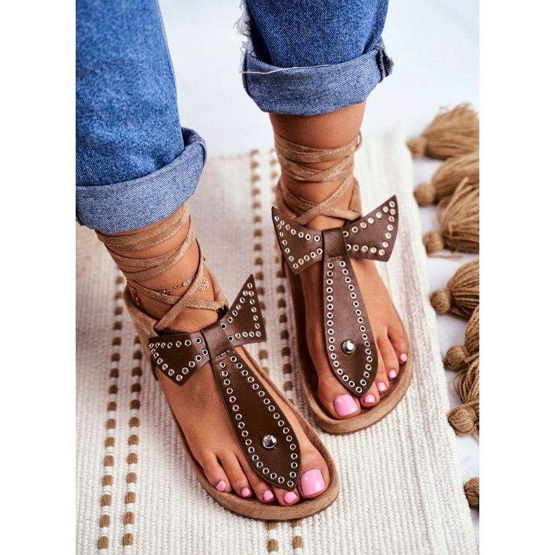 Lu Boo Damen Braun gebundene Sandalen Japanese Mara 1