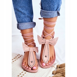 Lu Boo Damen Sandalen mit Schnürung Japanisches Puderrosa Mara 1