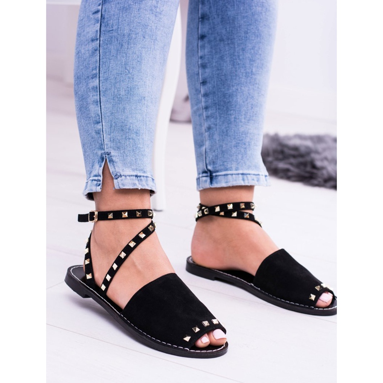 Lu Boo Schwarze stylische Pari Sandalen 2