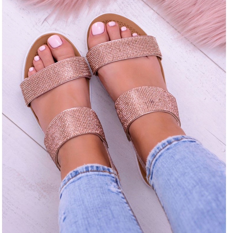 Lu Boo Damen Sandalen Champagner Mit Perfektem Zirkonia rosa 2