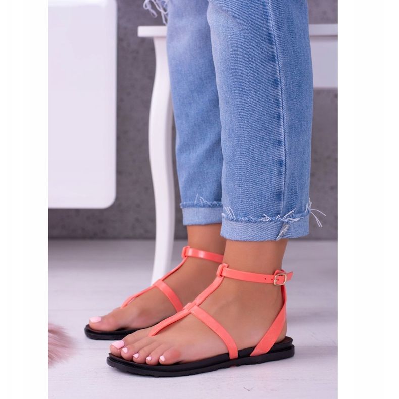 Lu Boo Sandalen Römerinnen Lento Neon Pink rosa 1