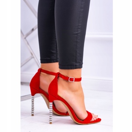 BUGO Damensandalen auf hohem Absatz mit Zirkonia verziert Elida rot 2