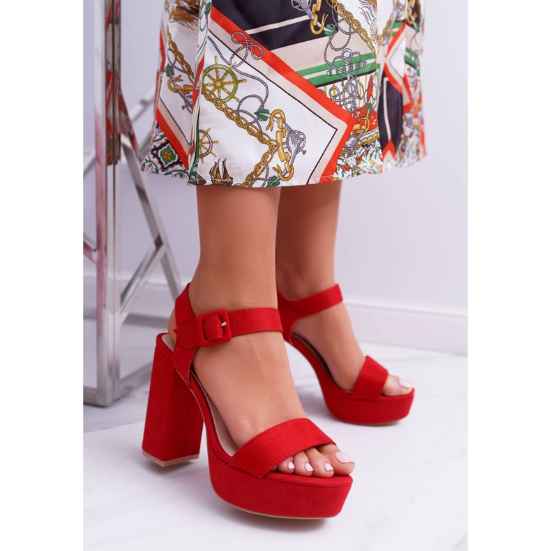 NFR Damensandalen mit hohem Absatz und Plateau Rot LaMondes 1