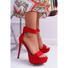 NFR Damensandalen mit hohem Absatz Plateau Red Welbos rot 1