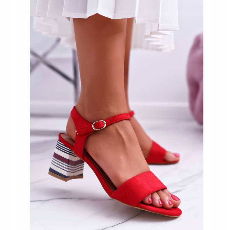 Vinceza Damen Sandalen mit hohem Absatz Bunte Ferse Rot Niente 1