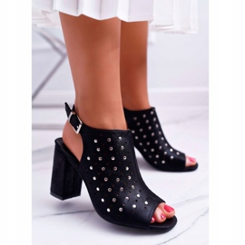 Vinceza Damensandalen mit Absatz Openwork mit Strasssteinen Schwarz Hendrix 2