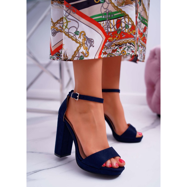 ADY Marineblaue Sandalen für Damen mit Absatz Debora Platform navy blau 2