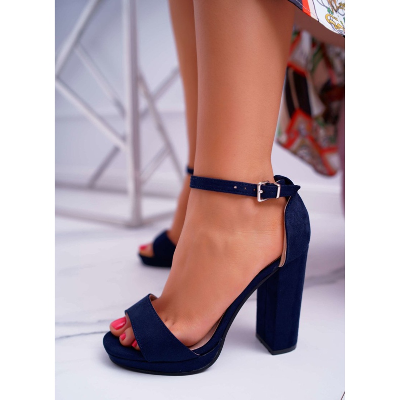 ADY Marineblaue Sandalen für Damen mit Absatz Debora Platform navy blau 1