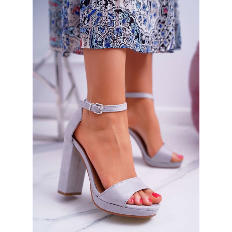 ADY Graue Sandalen für Damen auf einer Debora-Plattform mit hohem Absatz 2