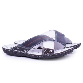 Iguana Hausschuhe für Herren in Marineblau aus hellem Leder Okay navy blau 1