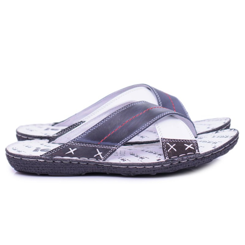 Iguana Hausschuhe für Herren in Marineblau aus hellem Leder Okay navy blau 2