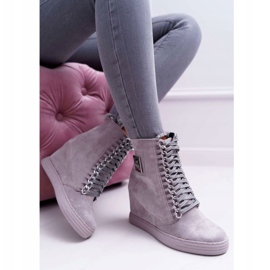 Damen Sneaker Lu Boo mit Ketten Wildleder Grau Monica 2