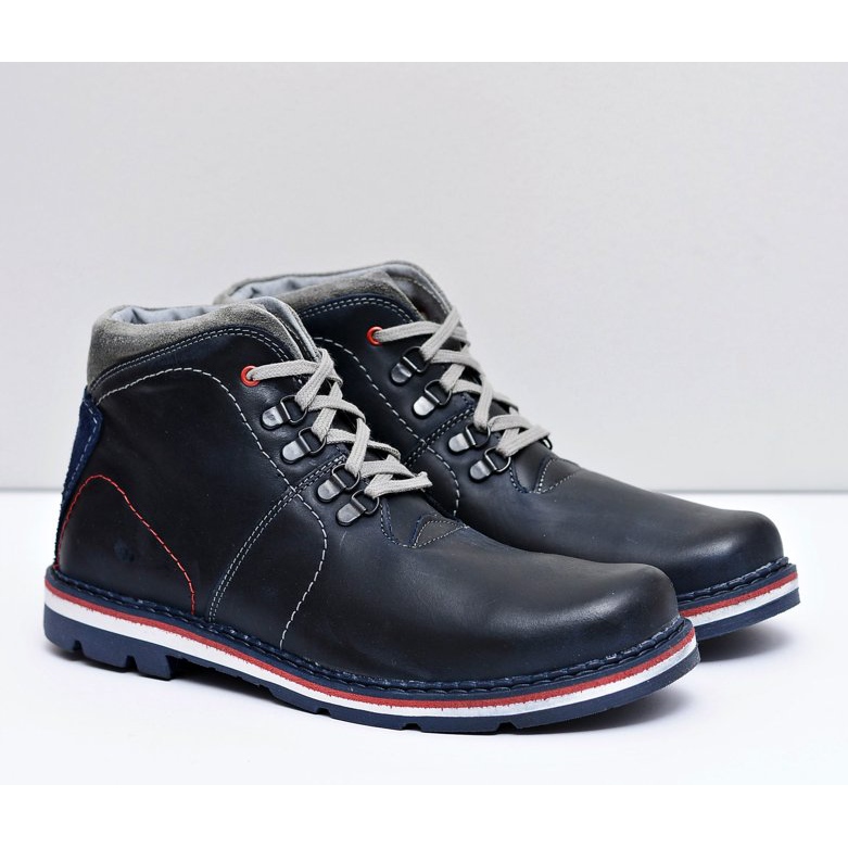 Mario Boschetti Tesla Marineblaue warme Lederstiefel für Herren 1