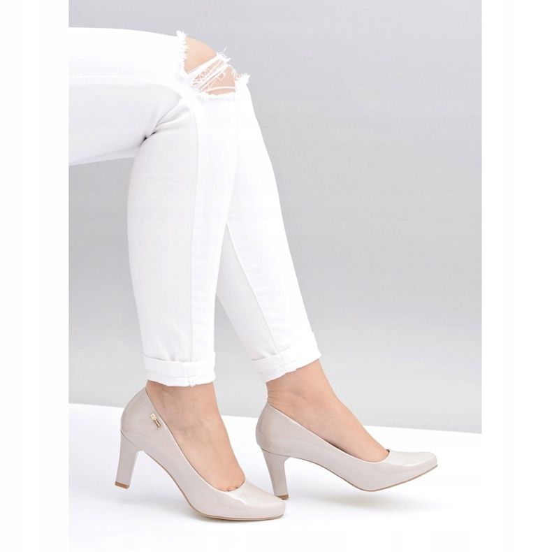 Damen Pumps Sergio Leone Hellgrau Lackiert Orsola 1