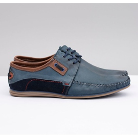 KOMODO Marineblaue Loafer aus polnischem Leder mit Schnürung für Herren Teodoro navy blau 2