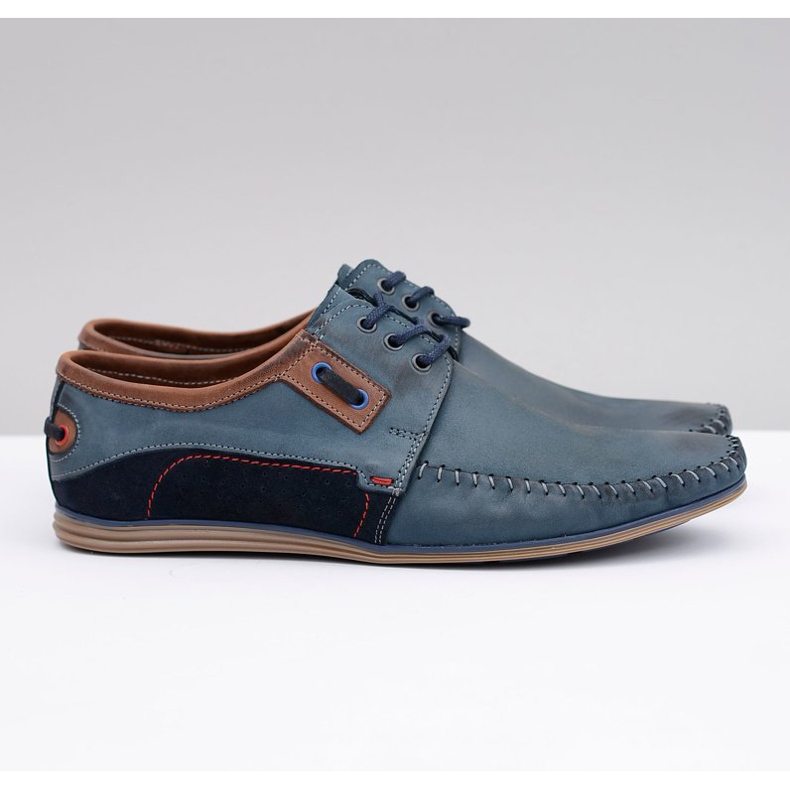 KOMODO Marineblaue Loafer aus polnischem Leder mit Schnürung für Herren Teodoro navy blau 2