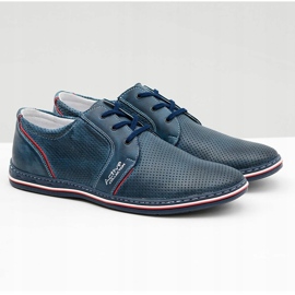 Joker Leder Herren Schnürschuhe Marineblau durchbrochene Schuhe Markos 1