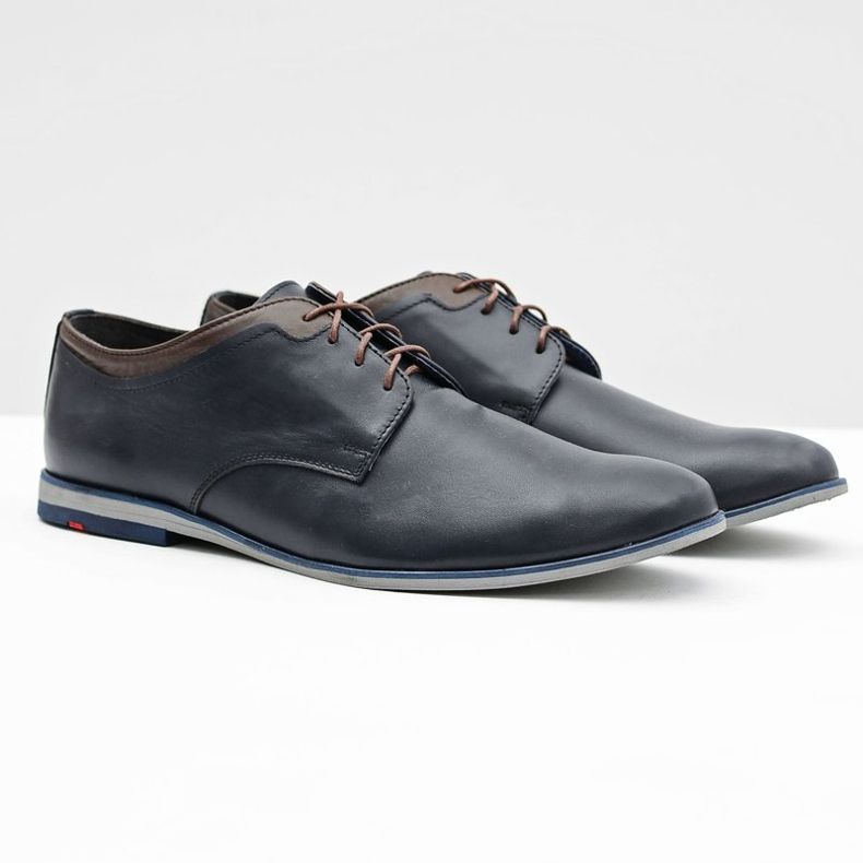 Gejms Herren Marineblaue Leder Gianni Schuhe 1