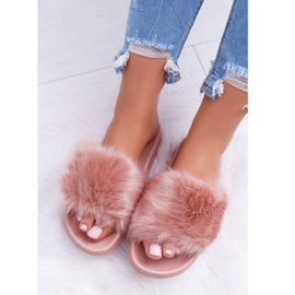 Damen Hausschuhe Mit Pelz Puderrosa Pelz 1
