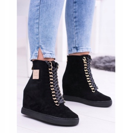 Damen Sneaker Lu Boo mit Ketten Wildleder Schwarz Monica 2