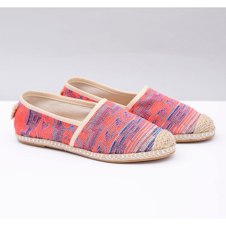 Lu Boo | Damen Leinen Espadrilles Aztec Coral Bimbi rosa 2