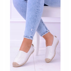 Lu Boo Weiß Damen Espadrilles Slip On Brokat Miravet 1