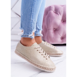Lu Boo | Goldene Glitzer-Feen-Espadrilles aus Leinen 2