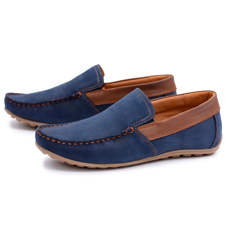 Mokassins Neex Leder Herren Pardon Slip-On Schuhe marineblau 1