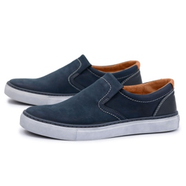 Neex | Polnische Slip-On Leder Herren Jazzy Schuhe marineblau 1