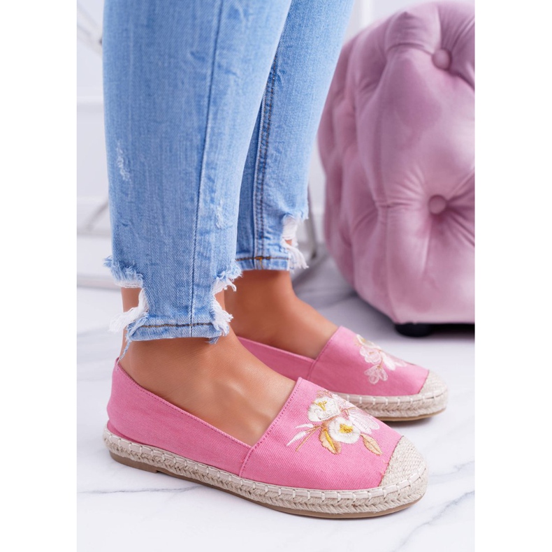 Stoff Rosa Damen Espadrilles Slip On Flowers Wild 1