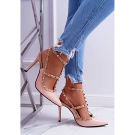 Damen Vices High Heels, Lackiertes Pulver mit Valenti Jets Nieten rosa 2