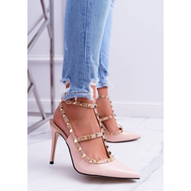 Damen Vices High Heels, Lackiertes Pulver mit Valenti Jets Nieten rosa 1