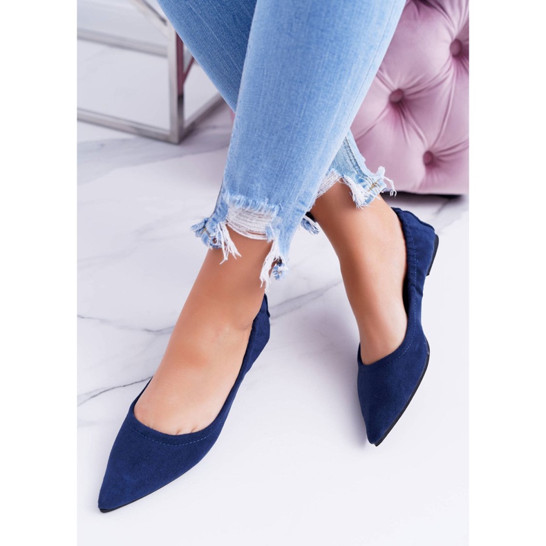 Lu Boo Marineblaue Ballerinas Moments mit abnehmbarer Schleife 2
