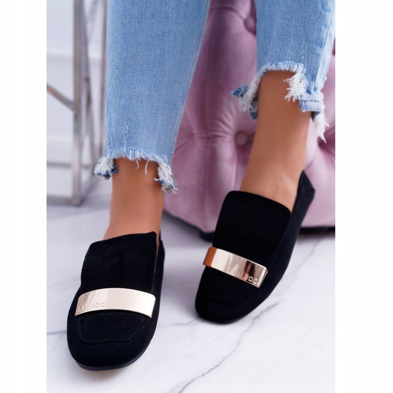 Damen Slipper Gold Abzeichen Schwarz Lordsy Lu Boo Harlem 2