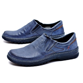 KOMODO Herren Brogues Marineblaue Lederschuhe Oversized Modest 1