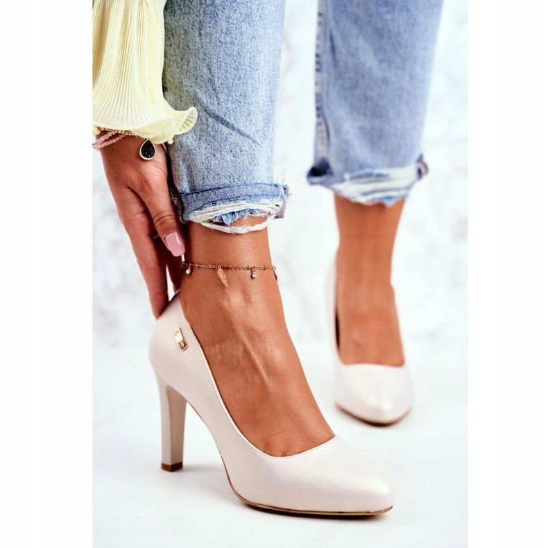 Pumps für Damen Pearl Beige auf einer Säule Sergio Leone Campbell 1